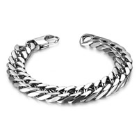 Men Bracelet, Titanium Steel, curb chain & for man, original color, 12mm, Sold Per Approx 7.5 Inch Strand