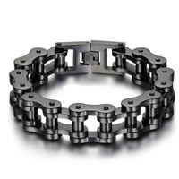 Men Bracelet, Titanium Steel, black ionic, for man, 14mm, Sold Per Approx 9 Inch Strand