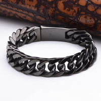 Titanium Steel Bracelet black ionic curb chain & for man 15mm Length Approx 8.5 Inch Sold By Bag