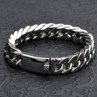 Titanium Steel Bracelet, curb chain & for man, original color, 14mm, Sold Per Approx 8.5 Inch Strand