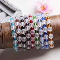 Kristall Armbänder, rund, satiniert, gemischte Farben, 6mm, Länge:ca. 7 ZollInch, 10SträngeStrang/Tasche, verkauft von Tasche