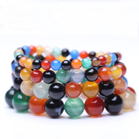 Rainbow Agate Bracelet, Round, different size for choice, Length:Approx 7 Inch, 3Strands/Bag, Sold By Bag