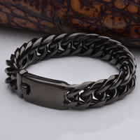Men Bracelet, Titanium Steel, black ionic, twist oval chain & for man, lead & cadmium free, 15mm, Sold Per Approx 8 Inch Strand