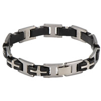 Men Bracelet, Titanium Steel, with Silicone, for man, lead & cadmium free, 12mm, Length:Approx 8 Inch, 3Strands/Bag, Sold By Bag