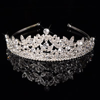 Bridal Tiaras Zinc Alloy Crown silver color plated for bridal & with rhinestone lead & cadmium free Sold By PC
