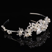 Bridal Hair Band Zinc Alloy with ABS Plastic Pearl silver color plated for bridal & with rhinestone lead & cadmium free 160mm Sold By PC