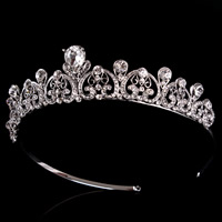 Bridal Tiaras Zinc Alloy with Crystal Crown silver color plated for bridal & faceted & with rhinestone lead & cadmium free 160mm Sold By PC