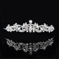 Bridal Tiaras, Tibetan Style, with Crystal, Crown, silver color plated, for bridal & faceted & with rhinestone, lead & cadmium free, 160x35mm, Sold By PC