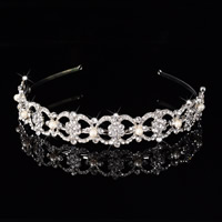 Bridal Tiaras, Tibetan Style, with ABS Plastic Pearl, silver color plated, for bridal & with rhinestone, lead & cadmium free, 160x29mm, Sold By PC