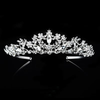 Bridal Tiaras, Tibetan Style, with Crystal, Crown, silver color plated, for bridal & faceted & with rhinestone, lead & cadmium free, 160x40mm, Sold By PC