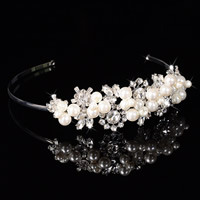 Bridal Tiaras, Tibetan Style, with ABS Plastic Pearl & Crystal, silver color plated, for bridal & faceted & with rhinestone, lead & cadmium free, 160x40mm, Sold By PC