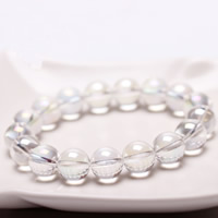 quartz clair bracelet, Rond, Placage coloré, 12mm, Vendu par Environ 6.5 pouce brin