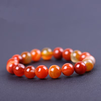 Lace Agate Bracelet, Round, natural, different size for choice, reddish orange, Length:Approx 7 Inch, 3Strands/Bag, Sold By Bag