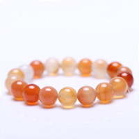 Lace Agate Bracelet, Round, natural, different size for choice, reddish orange, Length:Approx 7 Inch, 3Strands/Bag, Sold By Bag