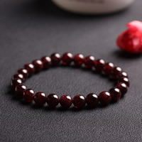 Red Agate Bracelets, Garnet, Round, 8mm, Length:Approx 7 Inch, 3Strands/Bag, Sold By Bag