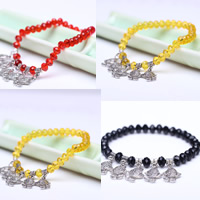 Crystal Bracelets, with Tibetan Style, Fish, antique silver color plated, charm bracelet & faceted, more colors for choice, 6mm, Sold Per Approx 7 Inch Strand