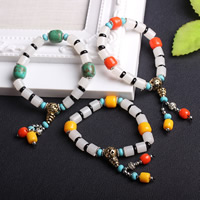 Wrist Mala, Resin, with Beeswax & Turquoise & Tibetan Style, plated, charm bracelet, more colors for choice, 8x10mm, Length:Approx 7 Inch, 3Strands/Bag, Sold By Bag