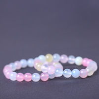 Dyed Jade Bracelet, Round, multi-colored, 8mm, Length:Approx 7 Inch, 3Strands/Bag, Sold By Bag