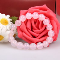 Rose Quartz Bracelet, Round, natural, different size for choice, Length:Approx 7 Inch, 3Strands/Bag, Sold By Bag