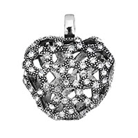Stainless Steel Heart Pendants, with rhinestone & hollow & blacken, 38.50x32x14mm, Hole:Approx 5.5x6mm, Sold By PC