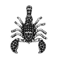 Нержавеющая сталь животных Подвески, нержавеющая сталь, Скорпион, со стразами & чернеют, 29.50x39.50x6mm, отверстие:Приблизительно 4x6mm, продается PC