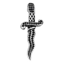 Stainless Steel Pendants Sword with rhinestone & blacken Approx 5.5mm Sold By PC