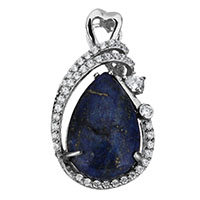 Natural Lapis Lazuli Pendants Stainless Steel with Natural Lapis Lazuli Teardrop micro pave cubic zirconia original color Approx Sold By PC