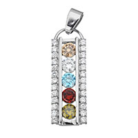 Cubic Zirconia Pendant Stainless Steel Rectangle with cubic zirconia original color Approx Sold By PC