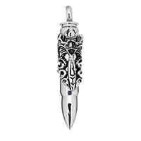 Stainless Steel Bullet Pendant, with rhinestone & blacken, 14x65x14mm, Hole:Approx 8mm, Sold By PC