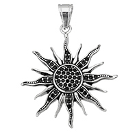 Stainless Steel Flower Pendant, with rhinestone & blacken, 44x50x6.50mm, Hole:Approx 6.5x10mm, Sold By PC