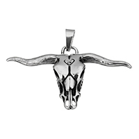Stainless Steel Animal Pendants, Bull, blacken, 56x33x13.50mm, Hole:Approx 4x10mm, Sold By PC