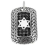 Stainless Steel Pendants Rectangle with rhinestone & blacken Approx 7.5mm Sold By PC