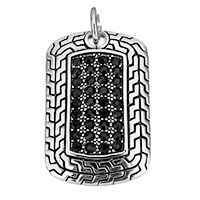 Stainless Steel Pendants, Rectangle, with rhinestone & blacken, 29x44.50x6mm, Hole:Approx 7.5mm, Sold By PC