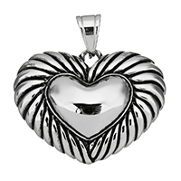 Stainless Steel Heart Pendants, blacken, 40.50x32x8mm, Hole:Approx 7x9.5mm, Sold By PC
