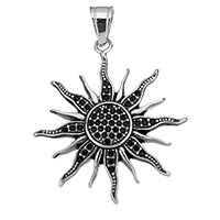 Stainless Steel Flower Pendant with rhinestone & blacken Approx Sold By PC