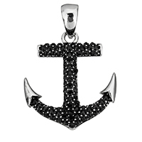 Stainless Steel Pendants, Anchor, nautical pattern & with rhinestone & blacken, 30x34x4.50mm, Hole:Approx 5x9.5mm, Sold By PC