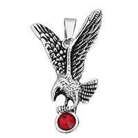 Stainless Steel Animal Pendants with Glass Eagle blacken Approx Sold By PC