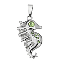 Stainless Steel Animal Pendants Seahorse with rhinestone original color Approx Sold By PC