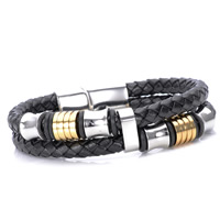 Men Bracelet Titanium Steel with PU Leather & Silicone plated for man &  12mm Length Approx 8.5 Inch Sold By Bag