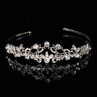 Bridal Tiaras, Tibetan Style, with Crystal, Crown, silver color plated, for bridal & faceted & with rhinestone, lead & cadmium free, 160x29mm, Sold By PC