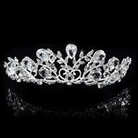 Bridal Tiaras, Tibetan Style, with Crystal, Crown, silver color plated, for bridal & faceted & with rhinestone, lead & cadmium free, 120x41mm, Sold By PC