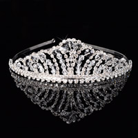 Bridal Tiaras, Tibetan Style, with Crystal, Crown, silver color plated, for bridal & faceted & with rhinestone, lead & cadmium free, 120x44mm, Sold By PC