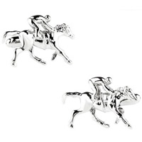 Cufflinks, Brass, Horse, platinum color plated, nickel, lead & cadmium free, 10-20mm, Sold By Pair