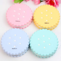 Plastic Contact Lens Case with Glass Biscuit with letter pattern mixed colors Sold By Bag