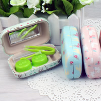 PU Leather Contact Lens Case with Glass & Plastic with velveteen covered & mixed Sold By Bag
