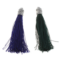 Decorative Tassel, Polyester, with Tibetan Style, antique silver color plated, more colors for choice, 10x80mm, Hole:Approx 2.5mm, Sold By PC