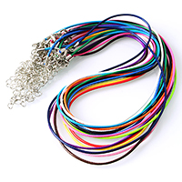 Fashion Necklace Cord, Waxed Nylon Cord, with iron chain, Tibetan Style lobster clasp, with 1.8lnch extender chain, platinum color plated, more colors for choice, 1.50mm, Length:Approx 18 Inch, 100Strands/Lot, Sold By Lot