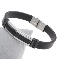 Unisex armbånd, Stainless Steel, med Silicone, forgyldt, med bogstavet mønster & to tone, 39x12x5mm, Solgt Per Ca. 7.5 inch Strand