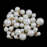 ABS Plastic Pendants ABS Plastic Pearl with rhinestone brass spacer Round gold color plated white Approx 2mm Sold By Bag