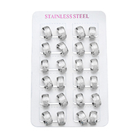 Stainless Steel Huggie Hoop Earring, stardust, original color, 7x12.50x13.50mm, 12Pairs/Lot, Sold By Lot